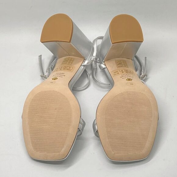 Stuart Weitzman Oasis 85MM Metallic Leather Block-Heel Sandals size 9 - Picture 10 of 11